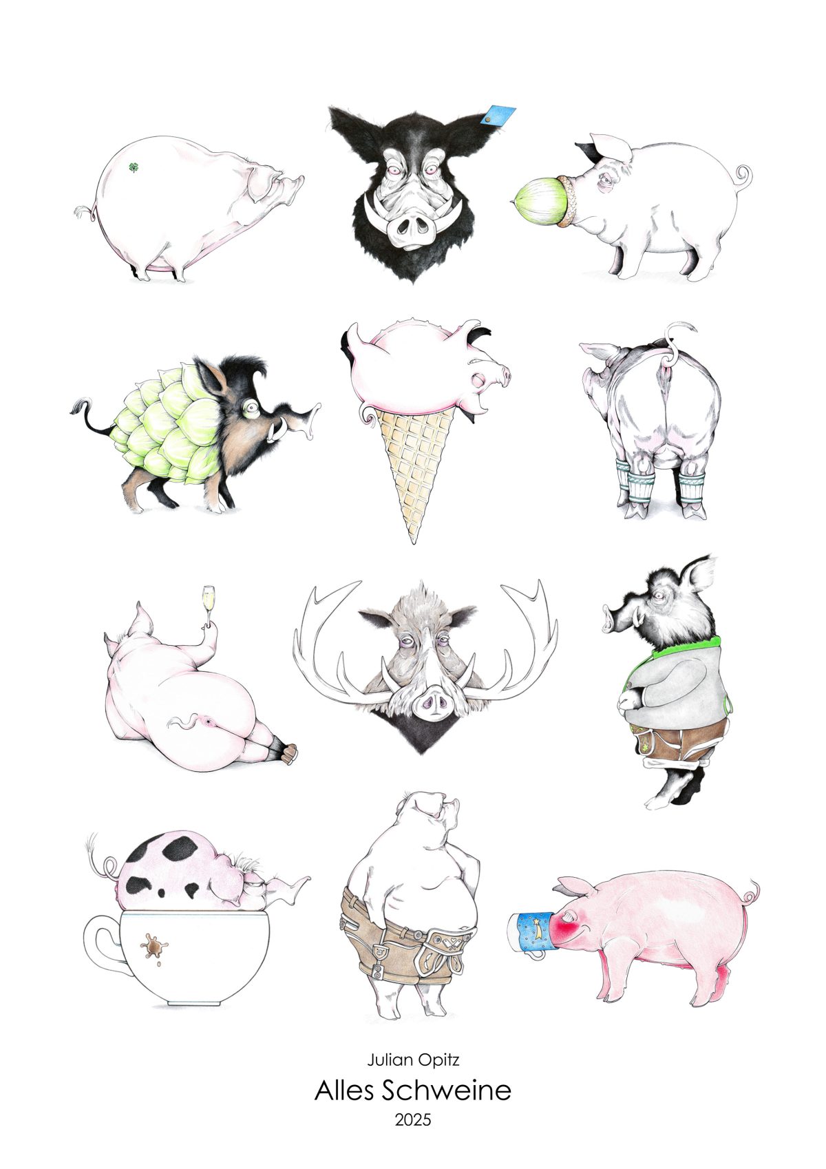 Schweine Kalender 2025 Titelseite